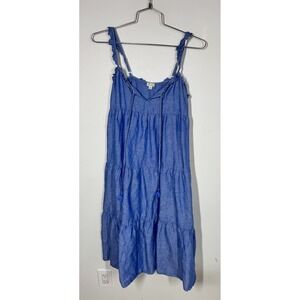 J Crew Beachwear Chambray Tiered Ruffle Linen Blend Dress Womens S Resort Cruise
